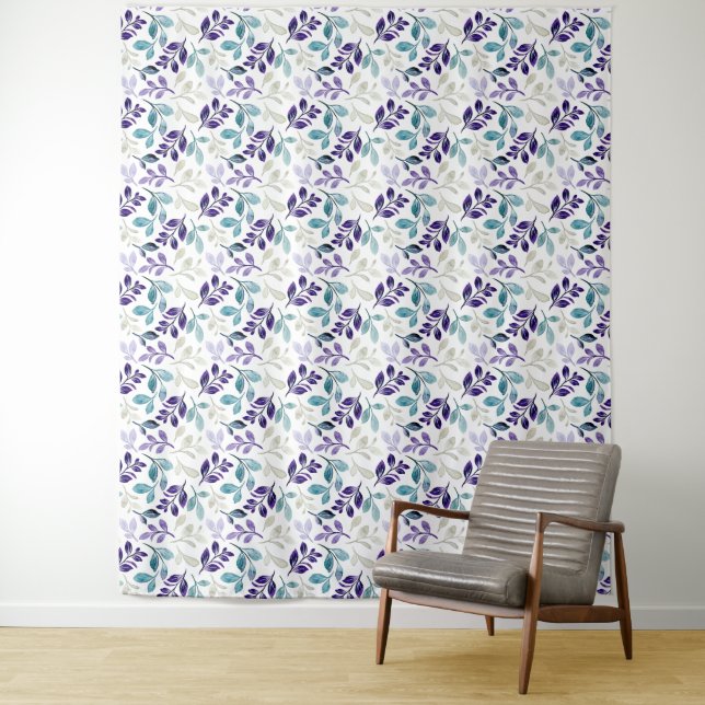  Harmonisches Wasserfarben-Blattdesign  Wandteppich (Beispiel)