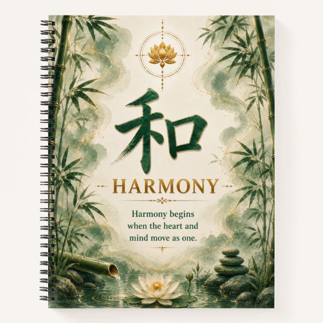 Harmony (和) Chinesisches Zeichen Notizbuch (Vorderseite)