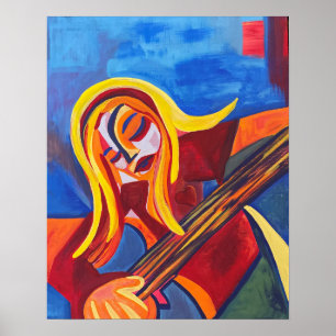 "Harmony" Abstrakte Art Girl mit Gitarre Poster