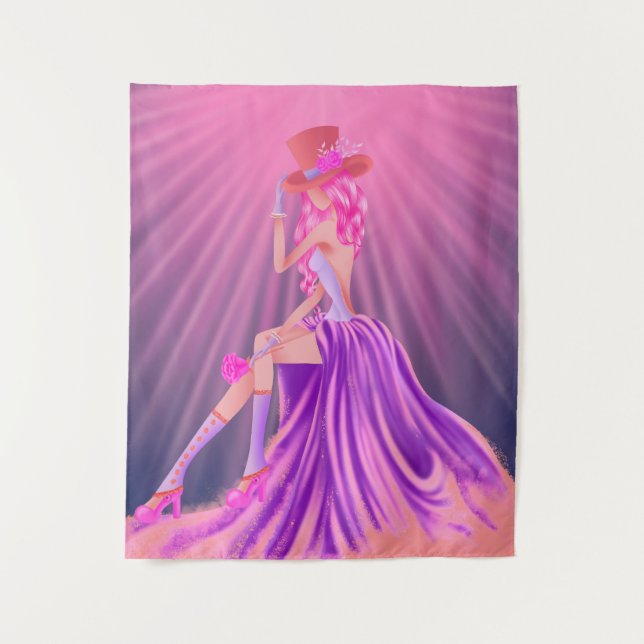 "Harmony in Stardust" Eine glamouröse Steampunkkön Wandteppich (Vorderseite)