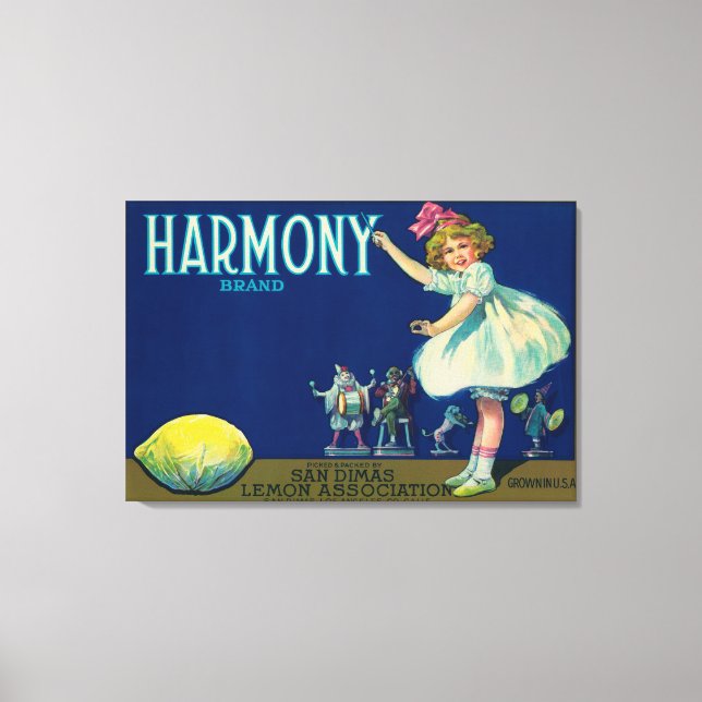 Harmony Lemon LabelSan Dimas, CA Leinwanddruck (Vorderseite)