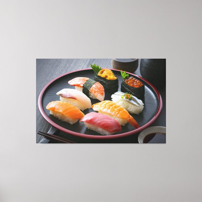  Harmony of Sushi on a Traditional Black Plate - C Leinwanddruck (Vorderseite)