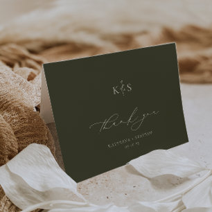 HARMONY Olive Green Wedding Foto Dankeskarte