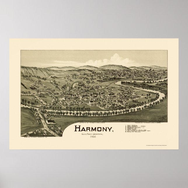 Harmony, PA Panoramic Karte - 1901 Poster (Vorne)