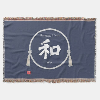 Harmony & Peace – Japanese Kanji Throw Blanket Decke