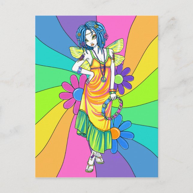 "Harmony" Rainbow Blume Kinderfee Postkarte (Vorderseite)