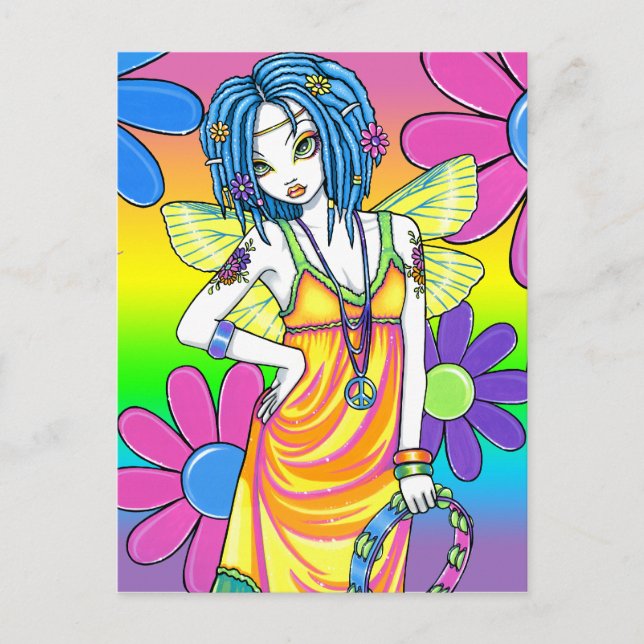 "Harmony" Rainbow Blume Kinderfee Postkarte (Vorderseite)