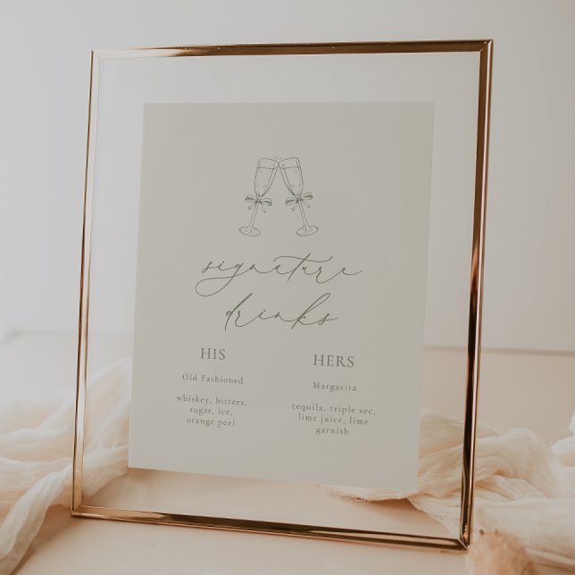 HARMONY Sage Green Signature Drinks Hochzeit Poster (Von Creator hochgeladen)