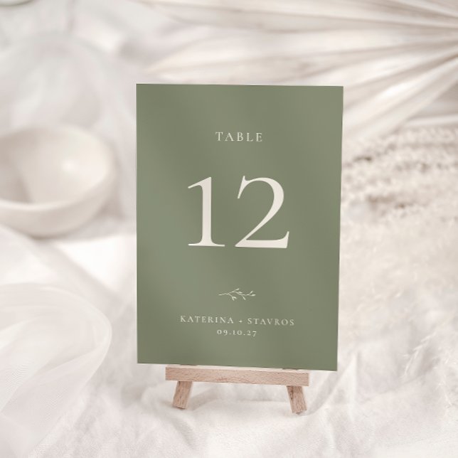HARMONY Sage Green Wedding Tischnummer Card (Von Creator hochgeladen)