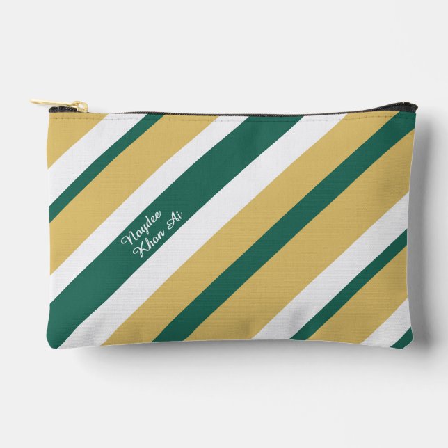 Harmony Stripes Lines Green Gold White (d) Zubehörtasche (Vorderseite)