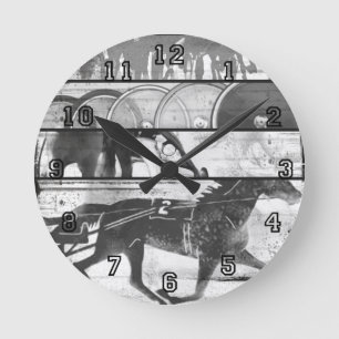 Harness Racing Grunge Runde Wanduhr