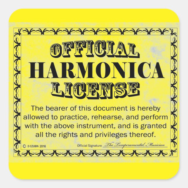 Harnonica License Square Aufkleber (Vorderseite)