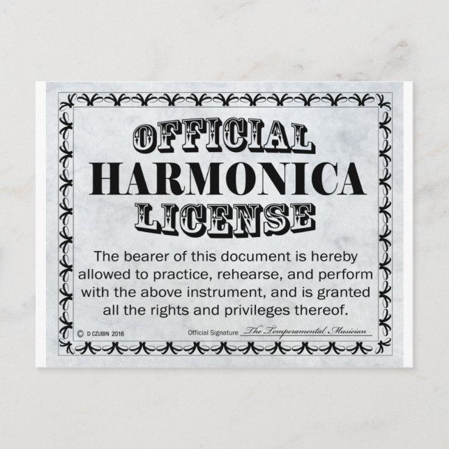 Harnonica-Lizenz Postkarte (Vorderseite)