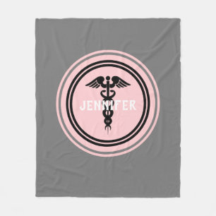 Harnstoff Medical Caduceus Blush Pink Gray Custom Fleecedecke
