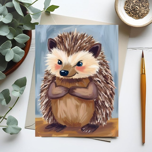 Harold der Igel | Süßes Tier Wasserfarbe Postkarte (Von Creator hochgeladen)