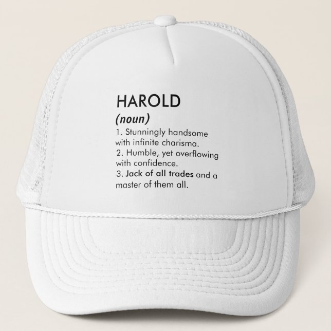 Harold name, Editable name, Custom name Truckerkappe (Vorderseite)