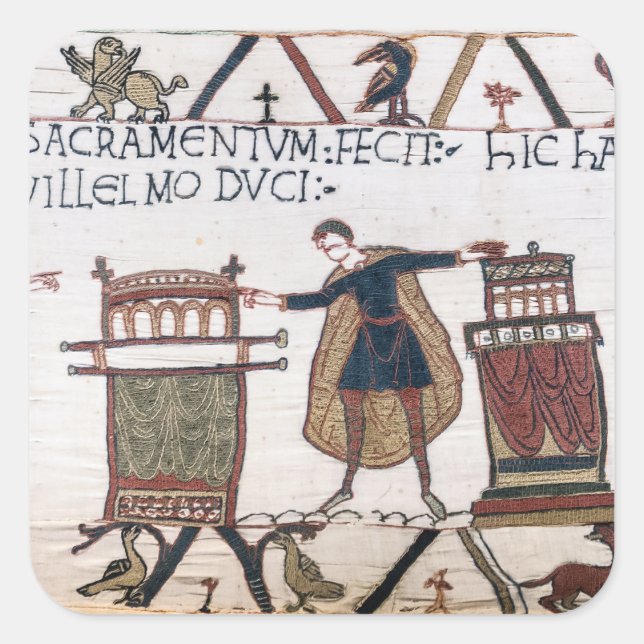 Harold schwört Eid auf heilige Relikte Quadratischer Aufkleber (Vorderseite)