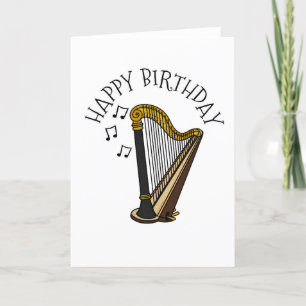 Harp Birthday Card Harpist String Musician Dankeskarte