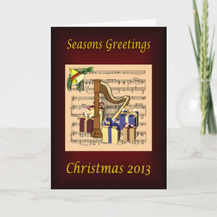 Harp & Christmas Geschenke ~ Sheet Music Backgroun Feiertagskarte
