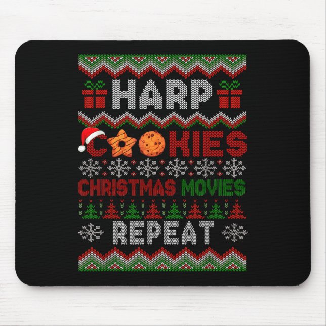 Harp Cookies Weihnachtsfilme Wiederholung Sweater  Mousepad (Vorne)