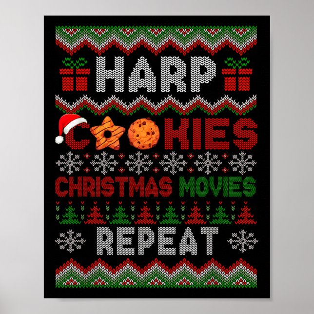 Harp Cookies Weihnachtsfilme Wiederholung Sweater  Poster (Vorne)