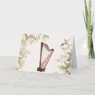 Harp & Flowers Greeting Card Karte