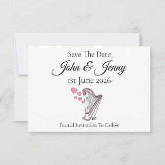Harp Harpist Musician Wedding Save the Date