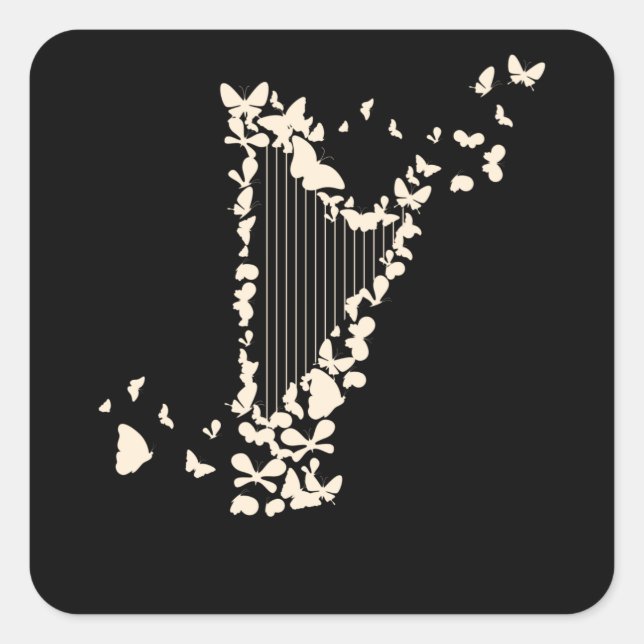 Harp Harpists Quadratischer Aufkleber (Vorderseite)