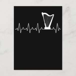 Harp Heartbeat Musician Harp Player Postkarte