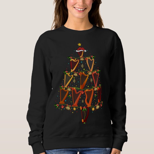 Harp Music Lover Xmas Weihnachtsmannmütze Harp Wei Sweatshirt (Vorderseite)