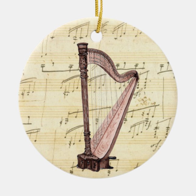 Harp Music Weihnachtsdekoration Keramik Ornament (Vorne)