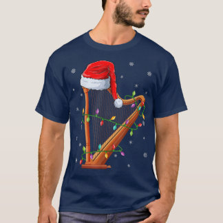 Harp Music Xmas Lighting Matching Santa Hat Harp C T-Shirt