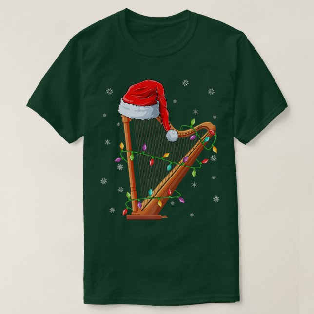 Harp Music Xmas Lighting Matching Weihnachtsmannmü T-Shirt (Design vorne)