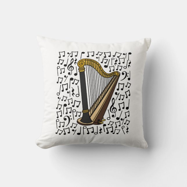 Harp Musical Notes, Harpist Music Teacher Kissen (Vorderseite)