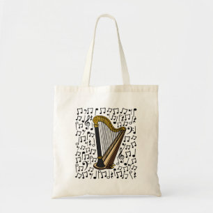 Harp Musical Notes, Harpist Music Teacher Tragetasche
