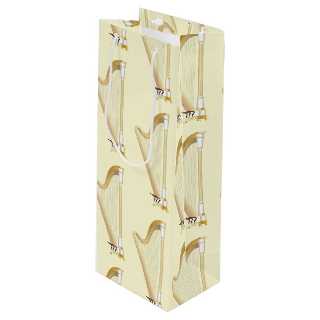 Harp Musician Music Teacher Geschenktüte Für Weinflaschen (Vorderseite Schrägansicht)