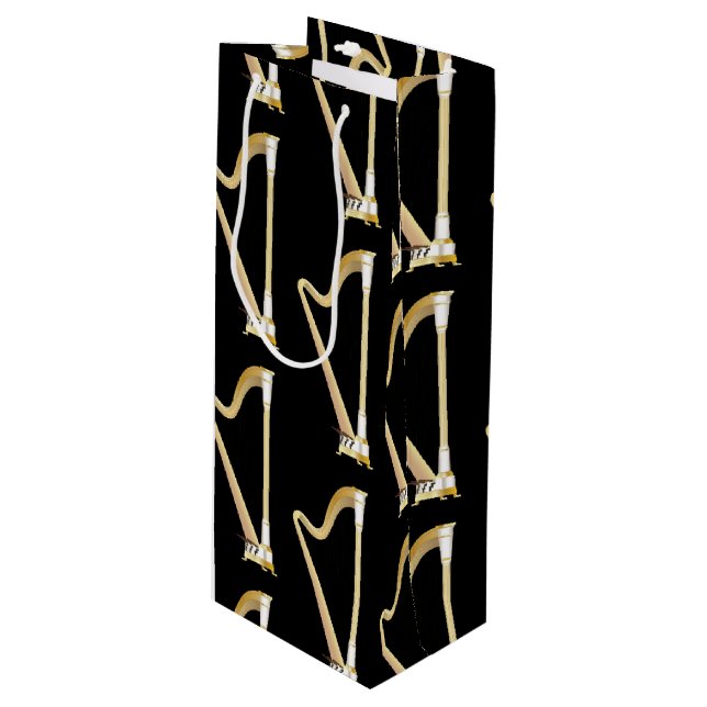 Harp Musician Music Teacher Geschenktüte Für Weinflaschen (Vorderseite Schrägansicht)