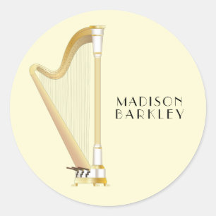 Harp Musician Music Teacher Runder Aufkleber