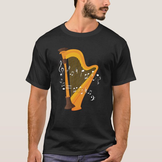 Harp Musiknote Design für Harp Musiker T-Shirt (Vorderseite)