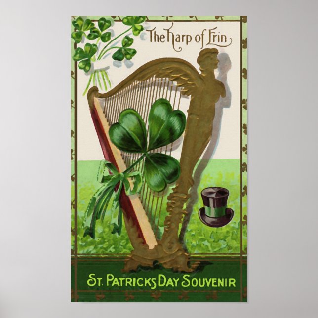 Harp of Erin Vintag St. Patrick's Day Poster (Vorne)
