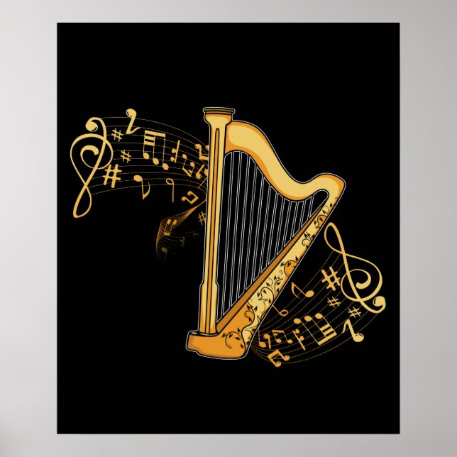 Harp Player Gift Girls Harpist Women Music Harp Poster (Vorne)