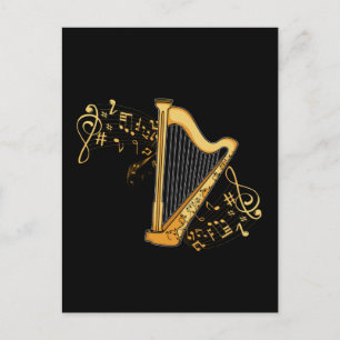 Harp Player Gift Girls Harpist Women Music Harp Postkarte