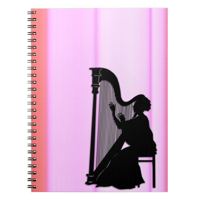 Harp Player Pink Vorhang Notebook Notizblock (Vorderseite)