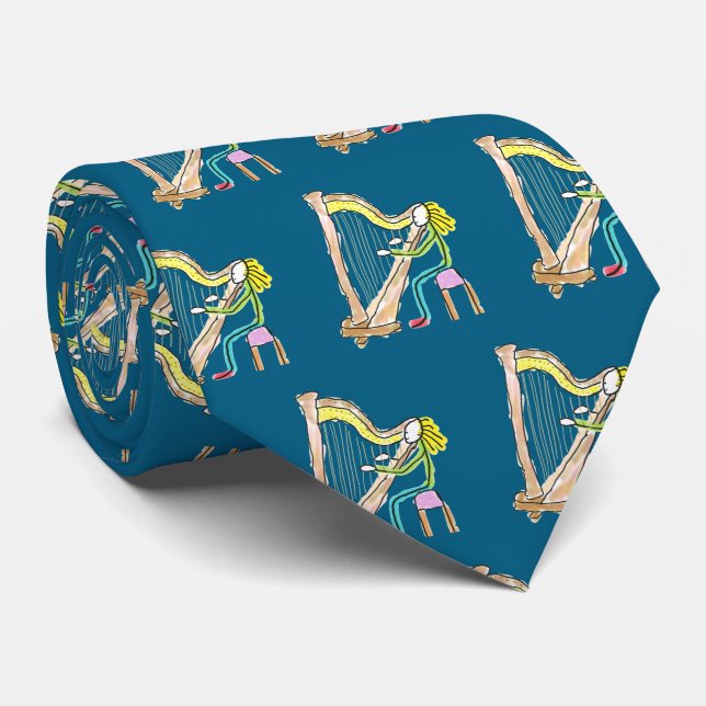 Harp Playing Stickman Krawatte (Gerollt)