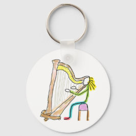 Harp Playing Stickman Schlüsselanhänger