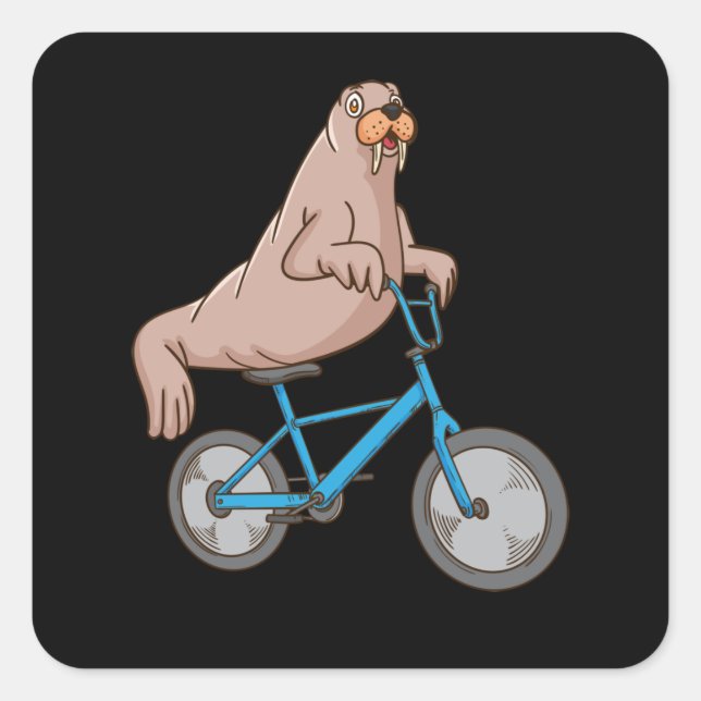Harp Siegel Lover Ocean Bicycle Riding Sea Lion Si Quadratischer Aufkleber (Vorderseite)