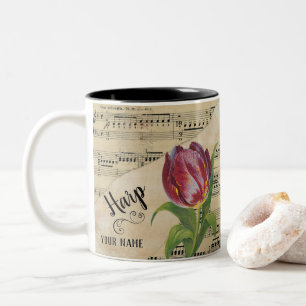 Harp Tulip Vintage Noten individuell angepasst Zweifarbige Tasse