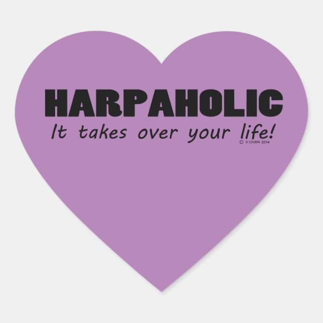 Harpaholic Life Heart Sticker (Vorderseite)