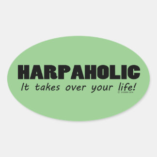 Harpaholic Life Oval Sticker