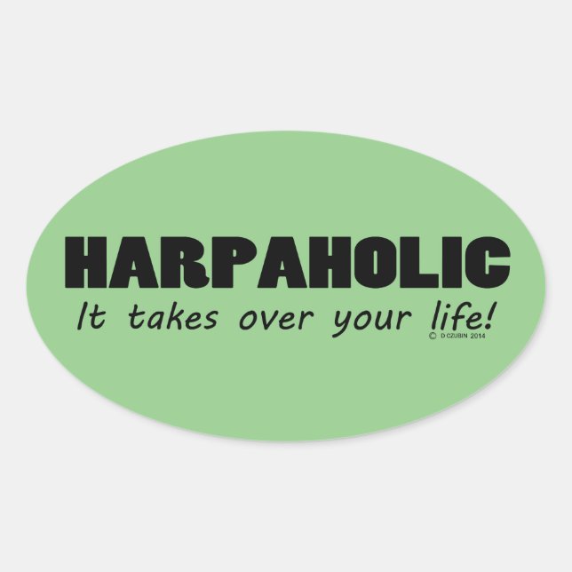 Harpaholic Life Oval Sticker (Vorderseite)